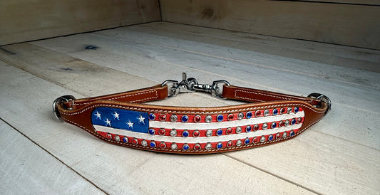 American Flag Crystal Studded Wither Strap