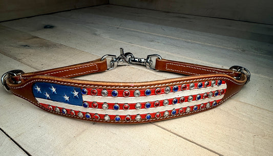 American Flag Crystal Studded Wither Strap