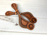 Dotted Stamped Teal Buckstitch Spur Straps
