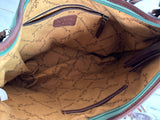 Sage Green Suede and Leather Tooled Hobo Fringe Handbag