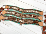 Tooled Daisy Border with Hide Inset & Turquoise Whipstitch Tripping Collar