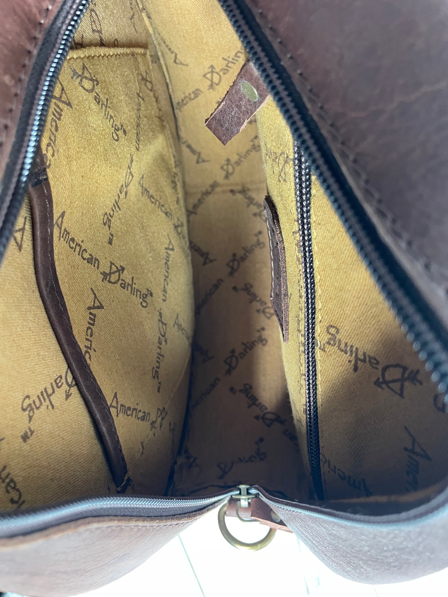 Brown Leather Floral Tooled Round Canteen Crossbody Bag