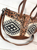 Cream and Black Wool Pattern Handbag