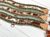 Tooled Daisy Border with Hide Inset & Turquoise Whipstitch Tripping Collar