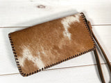 Tan Cowhide Whipstitch Leather Outer Wallet