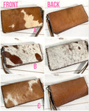 Tan Cowhide Whipstitch Leather Outer Wallet