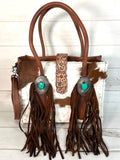 Cowhide Turquoise Concho Arm Tote