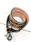 Floral Leather Tooled Turquoise Buckstitch Handbag Strap
