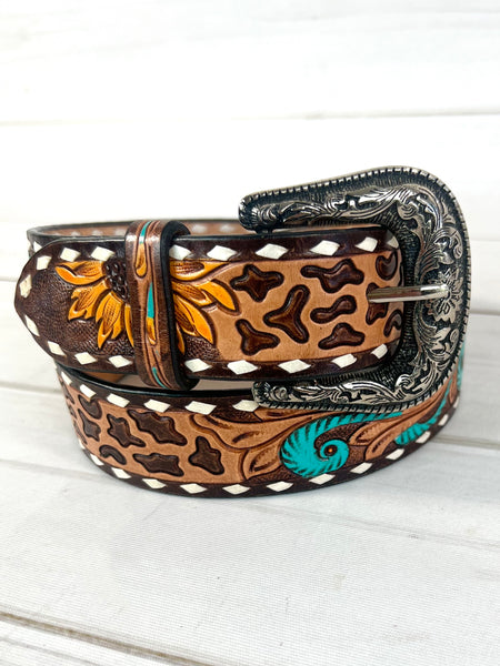 Leopard Sunflower Tooled Leather Woman display picture 1