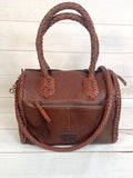 Cowhide Leather Braided Handle Fringe Handbag