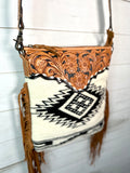 Diamond Aztec Cream and Black Wool Crossbody Bag