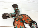 Copper Brushed Turquoise Inset Spur Straps