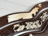 Cream & Brown Cowhide Dark Leather Tooled Tripping Collar