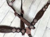 LV Repurposed Dark Copper Concho Brown Leather Tack Set