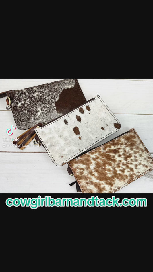 Cowhide Leather Wristlet Bag