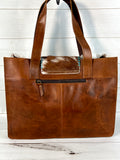 Showman Brown Cowhide Turquoise Suede Fringe Tote