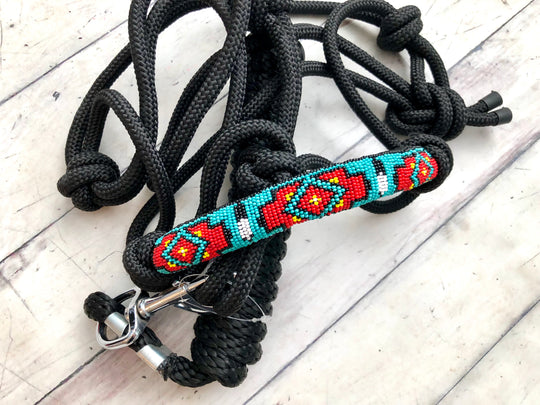Red, Teal and Yellow Diamond Navajo Pattern Knot Halter