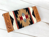 Woven Wool & Leather Snap Wallets