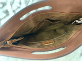 Turquoise Earth Tones Wool Leather Open Handle Fringe Bag