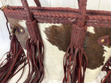 Braided Leather Fringe Hide Handle Bag