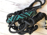 Teal and Black Beaded Pattern Knot Halter