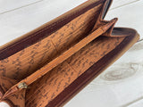 Brown Hide Leather Zipper Wallet