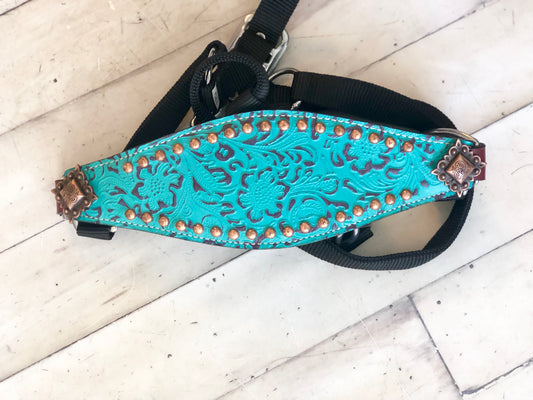Teal Filigree Copper Studded Bronc Haler