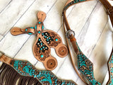Copper Rhinestone Turquoise Studded Spur Straps