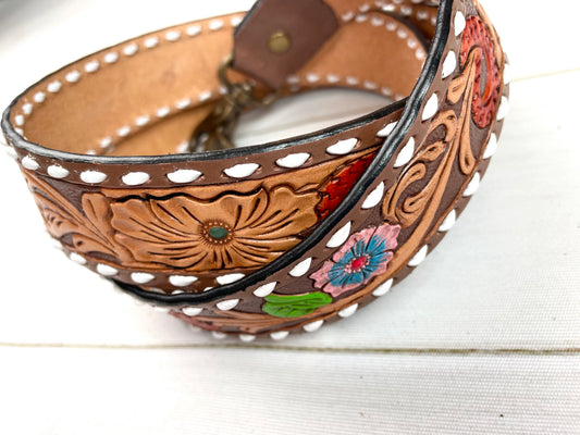 Colorful Floral Buckstitch Handbag Strap