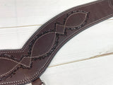 Dark Chocolate Leather Barbed Wire Tooled Tripping Collar