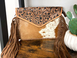 Envelope Whipstitch Tooled Cowhide Western Handbag