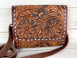 Tooled Leather Clutch Handbag