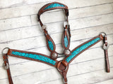 Teal Filigree with Silver Conchos