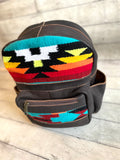 Bright Pattern Wool Leather Small Backpack