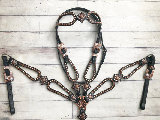 Copper Stud and Concho Leather Cut Out Set