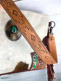CLEARANCE! Vintage Concho Hide & Leather Tooled Handbag