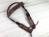 Sale!! Leopard Dark Leather Brow Band Headstall
