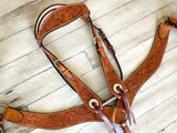 Floral Tooled Tack Set - Roper Style Breast Collar