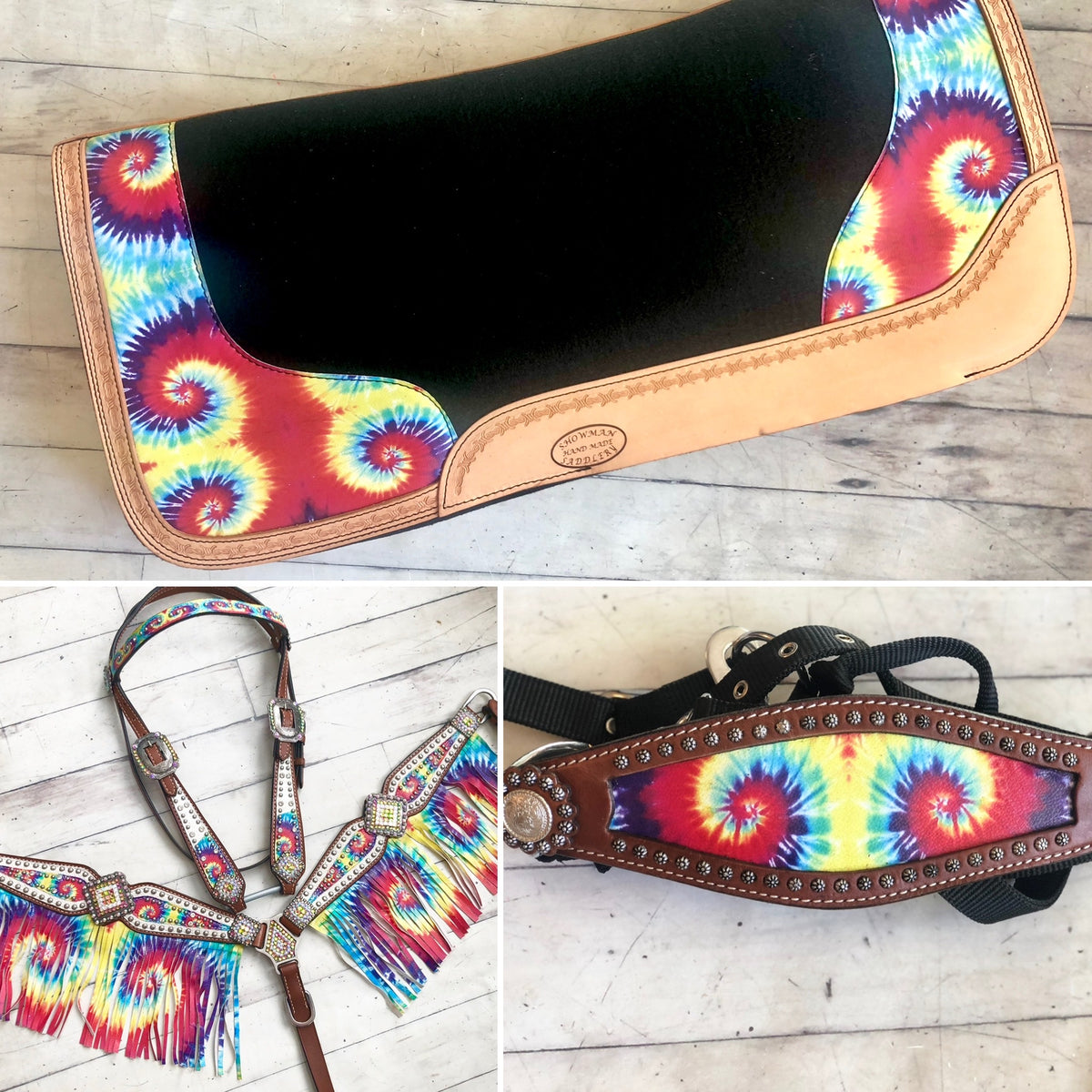 CLEARANCE! White Tie Dye Rainbow Fringe Set