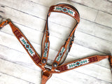 SALE!! White, Teal, Burgundy and Brown Beaded Tack Set