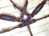Red White Blue/ Dark Periwinkle Beaded Inset Set