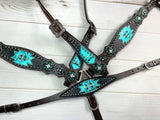 Black & Metallic Turquoise Tack Set