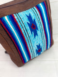 CLEARANCE! Blue & Red Aztec Wool Pattern Leather Backpack
