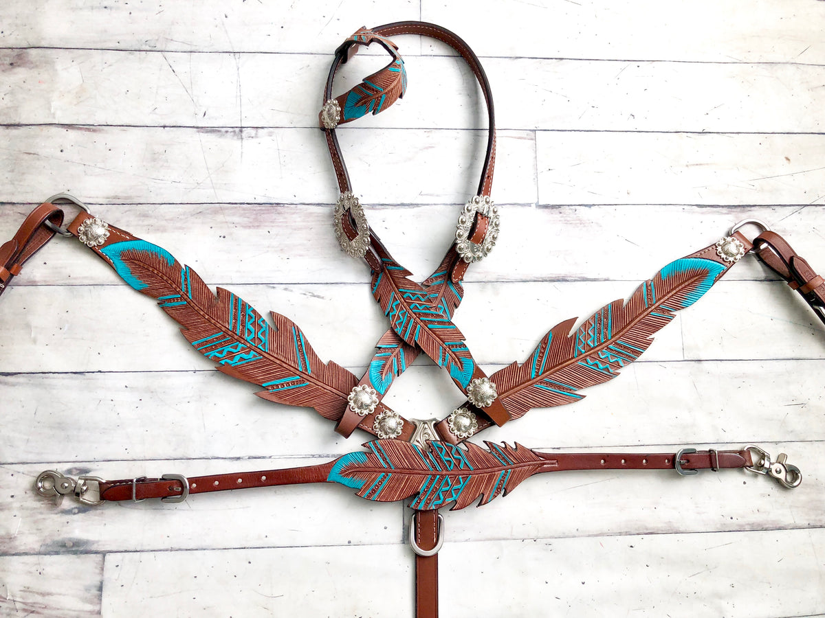 Leather Feather Cut-Out Tack Set