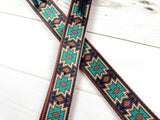 Turquoise & Brown Native Pattern Cinch Strap Set