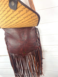 Sunset Diamond Wool Pattern Flap on Leather Crossbody Bag