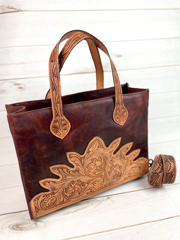 Distressed leather 2025 tote bag