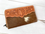 Leaf Tooled Cowhide Wallet