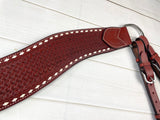 Medium Oil Basketweave Leather and Buckstitch Tripping Collar