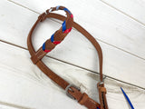 Red White & Blue Ombre Laced Leather One Ear Headstall